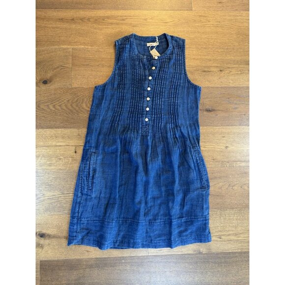 Faherty Isha Sleeveless Organic Cotton Dress Navy Size Ex Small Sleeveless NWT - Picture 8 of 16